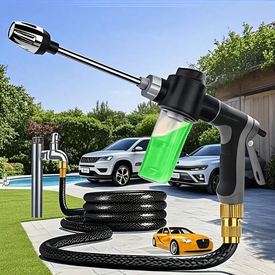 High-Pressure Car Wash Nozzle With Foam Tank Multi-Function Water Gun For Motorcycle Home Garden view 5