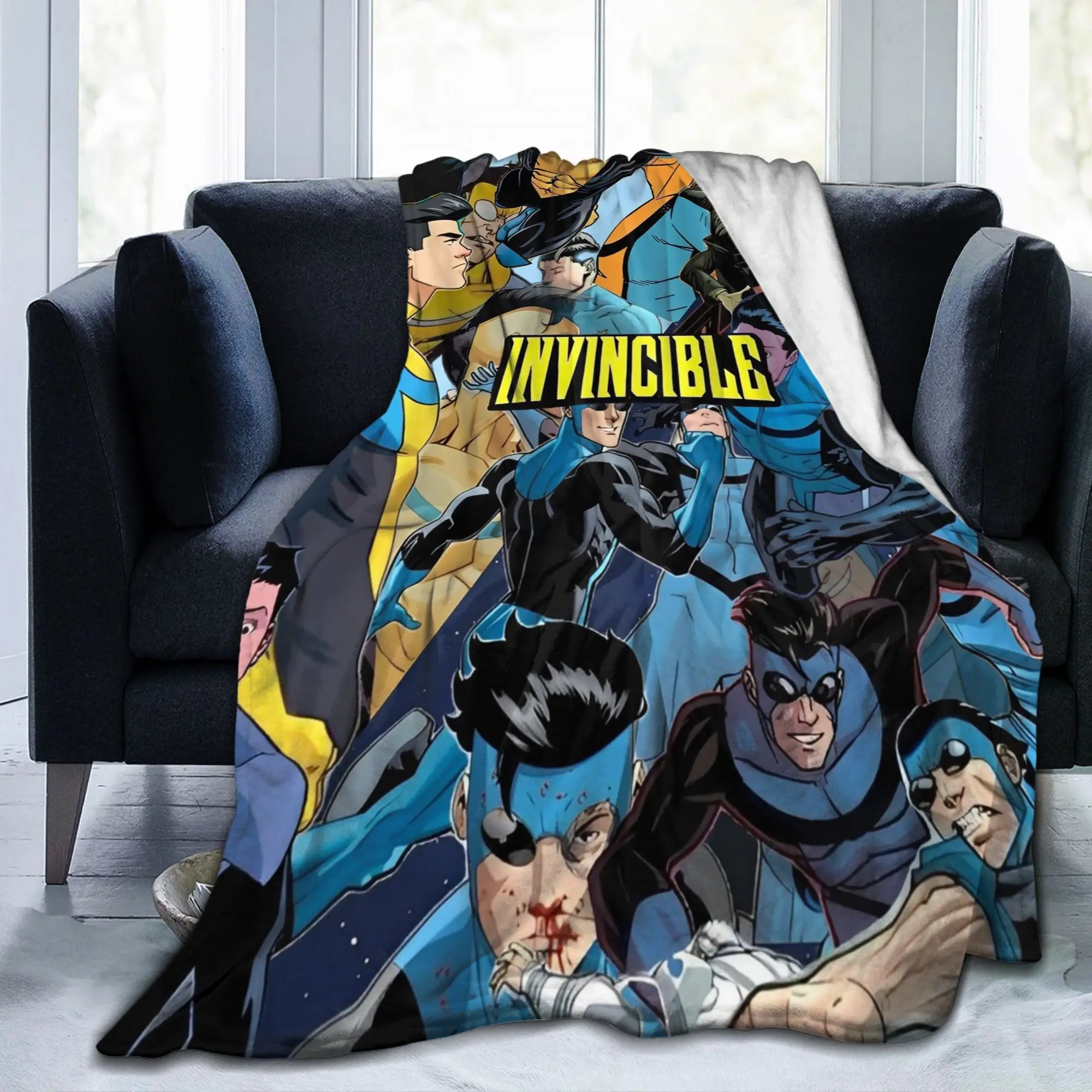 Invincible Mark Grayson Superhero Blanket Anime Flannel Vintage Warm Throw Blankets for Bed Sofa Textile Decor Car