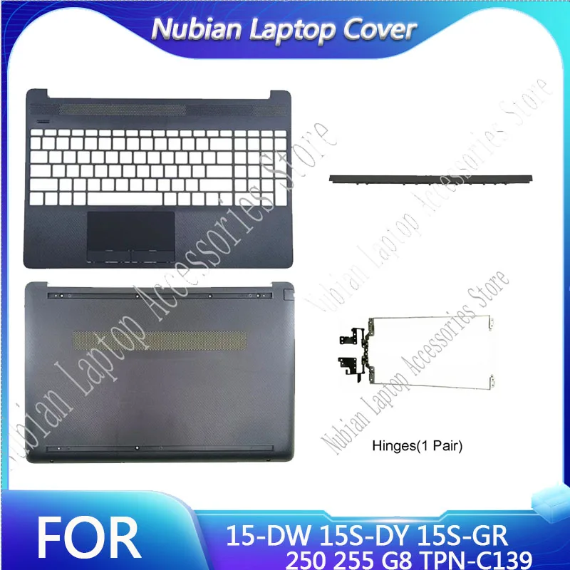 

New For 15-DW 15S-DY 15S-GR 250 255 G8 TPN-C139 Palm Pad Keyboard/Bottom Cover/hinges Grey
