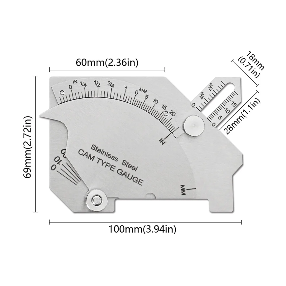 On-site Welding Inspection Silver Weld Seam Gauge Inspection Ruler Cam-type Polished Finish Clear Scale Markings Compact Design