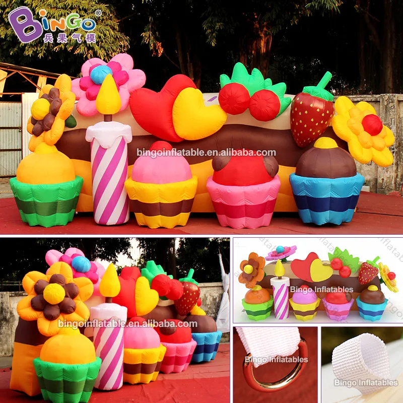 Inflatable Cup Cake Castle Backdrop Wall Inflatable Toys For Kids Birthday Decoration - BG-Z0167