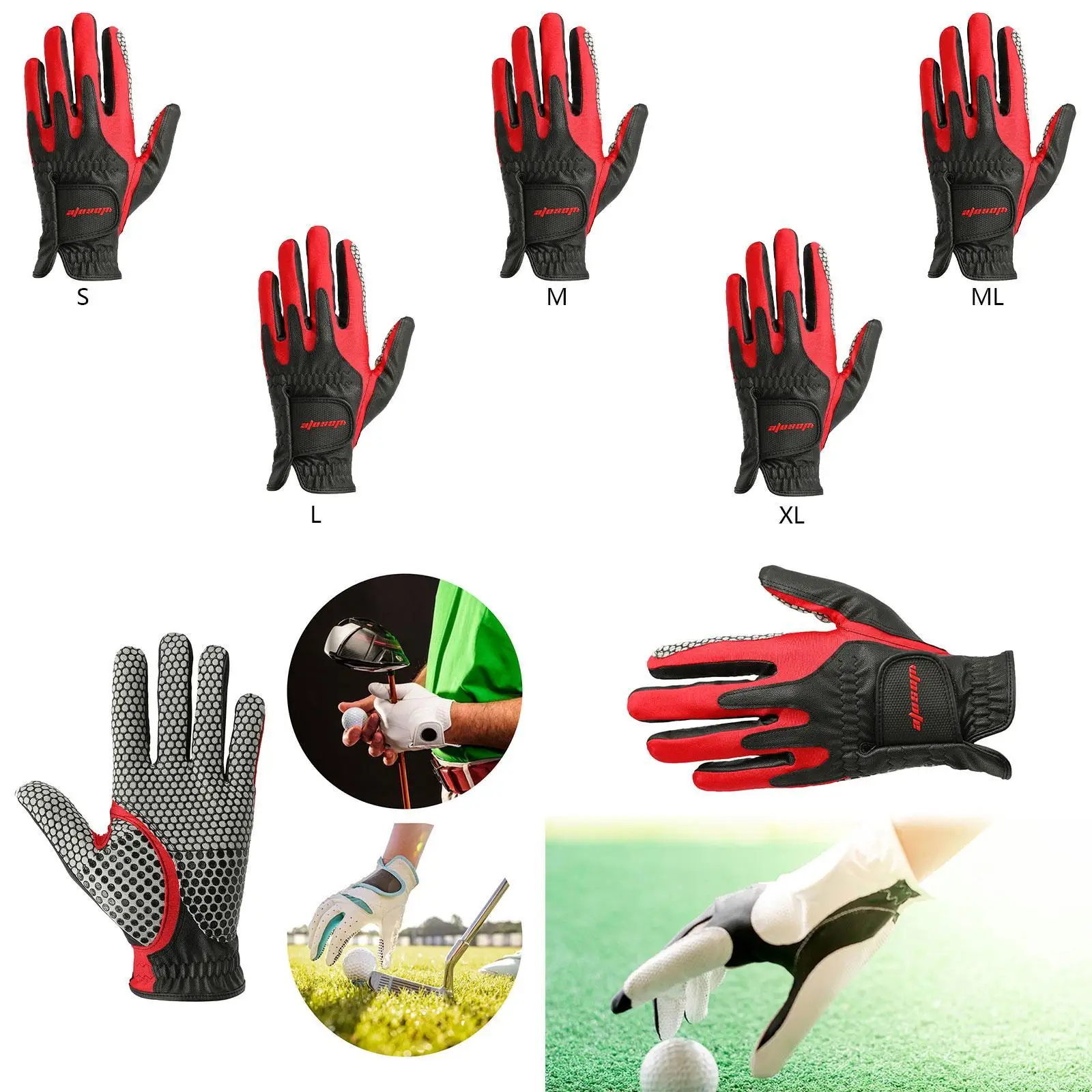 

Golf Glove Man Premium PU Leather Shock Absorbing Grip Functional Golf Gloves for Men's Outdoor Golf Equipment