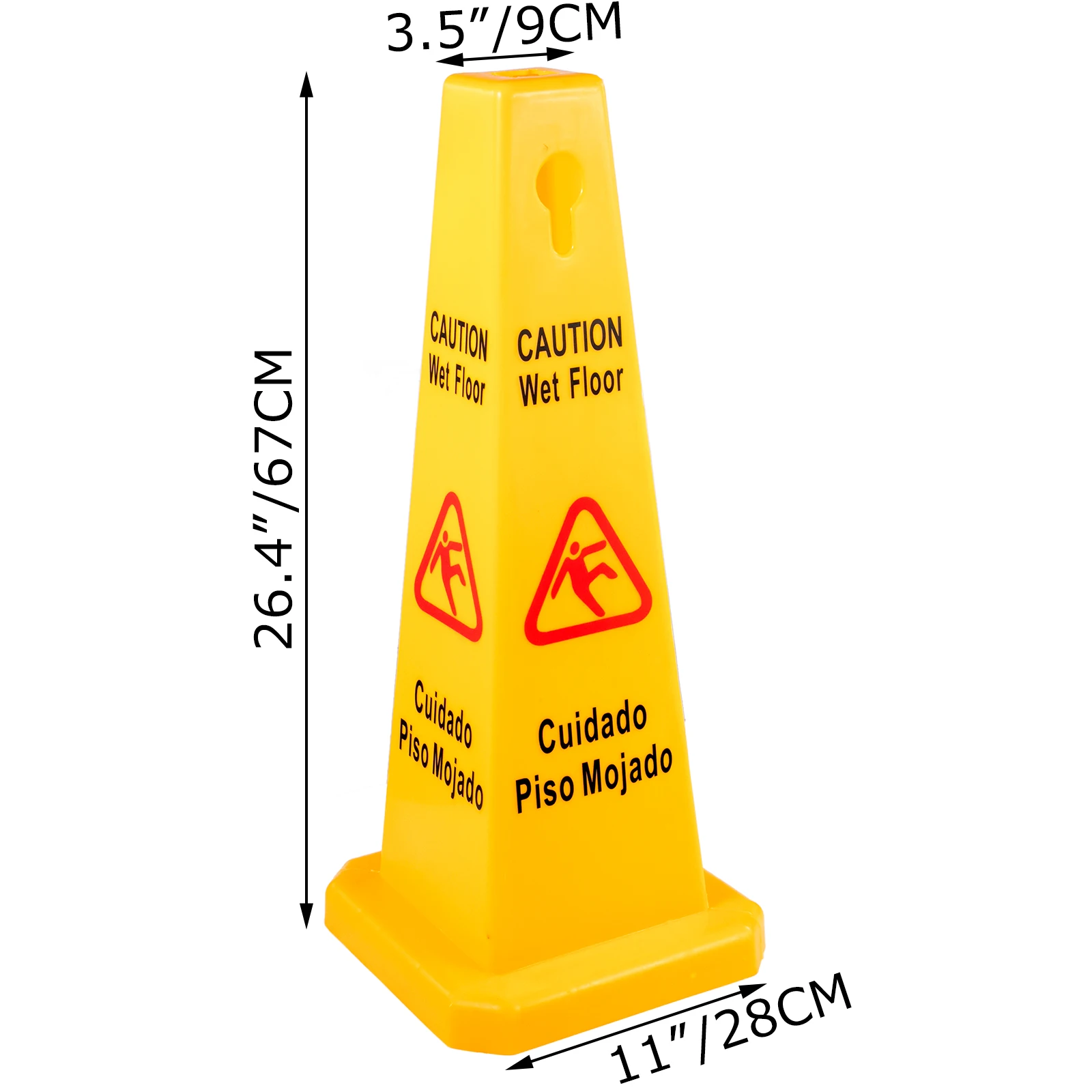 VEVOR 3/6 Pack Floor Safety Cone 4-sided Yellow Caution Mokra podłoga Znaki Dwujęzyczne bezpieczne mokre stożki podłogowe do użytku wewnątrz i na zewnątrz