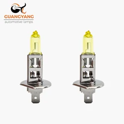 2 Pcs H1 12V 55W Yellow Light Car Headlight 2800K Auto Halogen Bulbs Fog Lamps High Beam Halogen Lamps