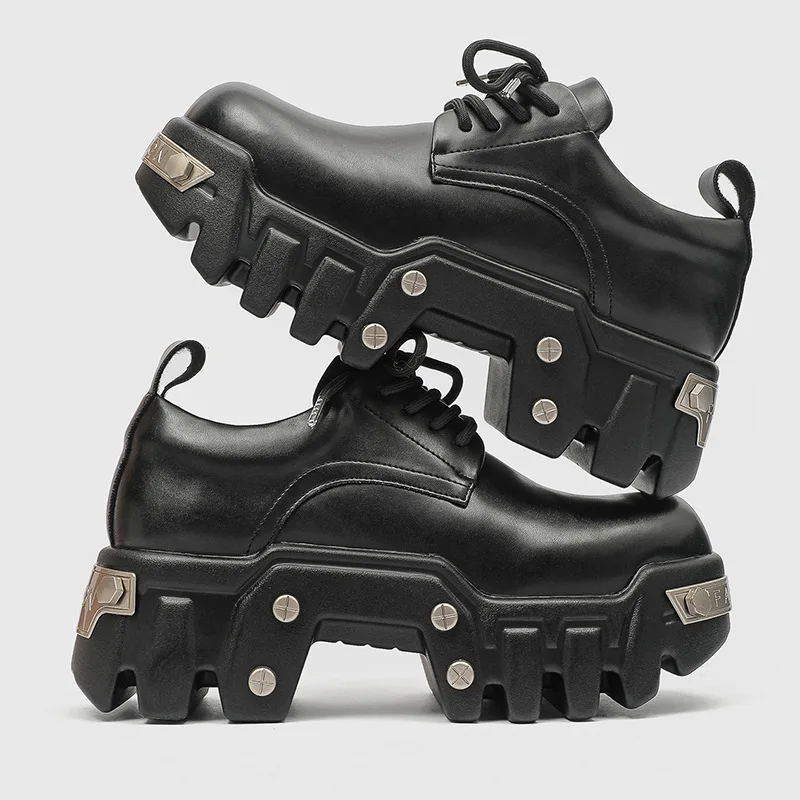

luxury fashion men shoes punk gothic original leather derby shoe black designer platform sneakers personality cool footwear mans