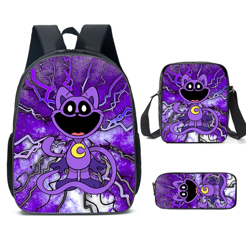 Cute Cartoon Impresso Mochila Conjuntos para Crianças, Sorrindo Dólares, Lunch Bag, Lápis Case, Grande Capacidade, Casual Estudantes Schoolbag, Presente, 3Pcs