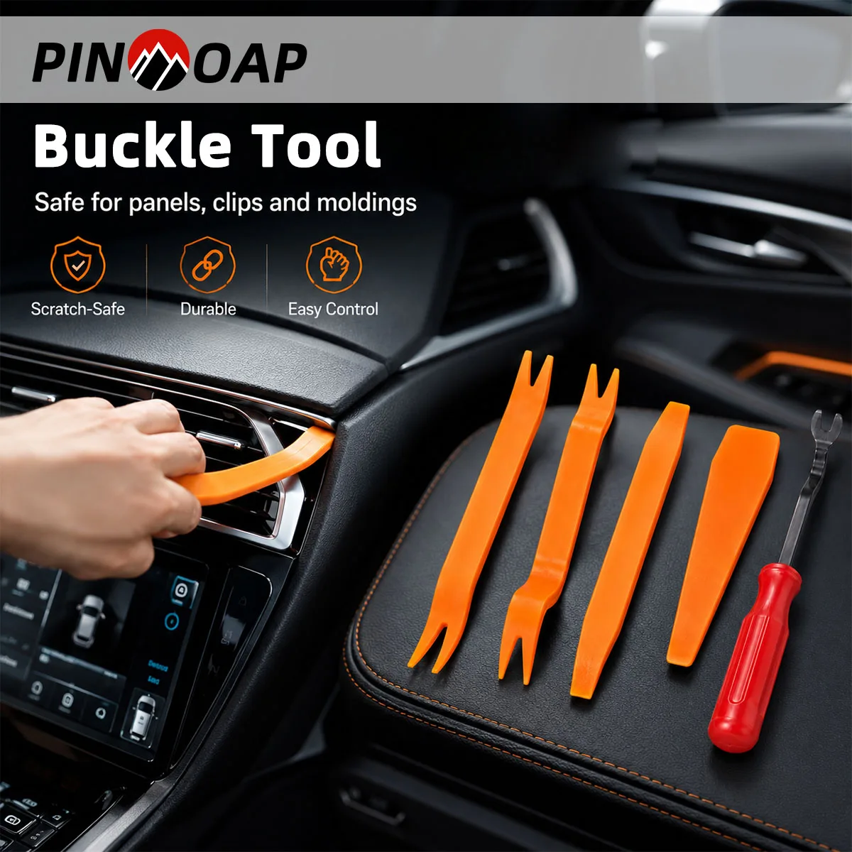PINMOAP 5PCS Car Clip Puller Tool Auto Trim Removal Pry Tool Fastener Remover Fit Door Panel Dashboard Interior Repair Accessori