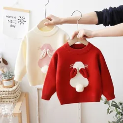 MILANCEL New Spring Kids Sweater Girls Sweet Rabbit Knit Tops Children Outwear Clothes 2-7Y