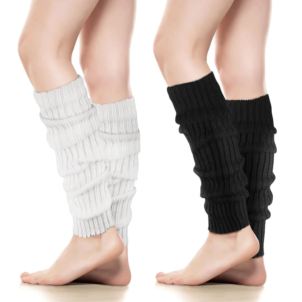 Klassische Strick-Beinwärmer Gerippte Kniehohe Beinwärmer-Socken Damenstrümpfe Gestrickte Kniehohe Socken für Komfort