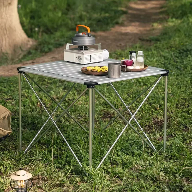 Square outdoor folding table aluminum alloy portable camping table camping barbecue egg roll table lightweight equipment
