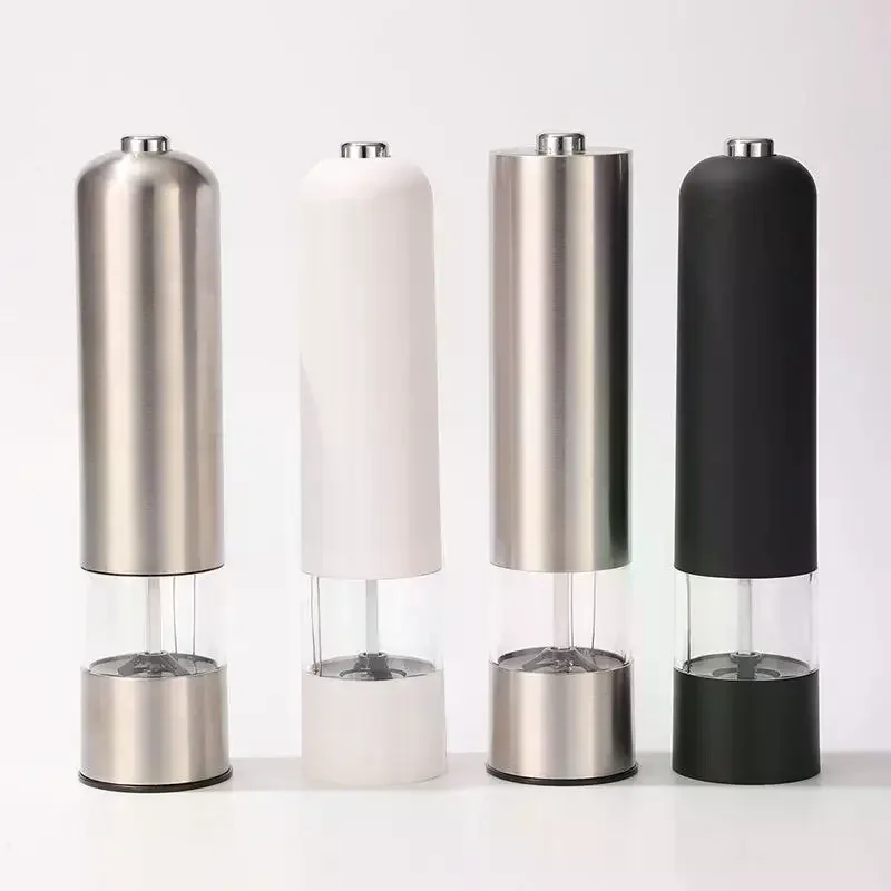 1/2PCS Electric Salt Pepper Grinder Set One Handed Operation Stainless Steel Spice Mill With Light Automatic Pepper Grinde