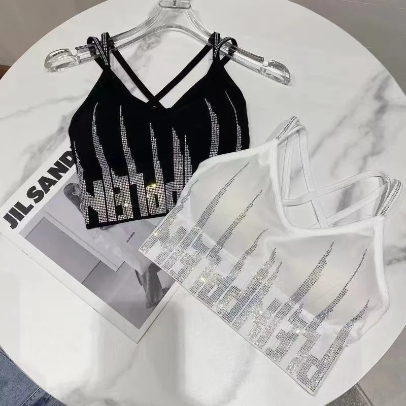 

y2k красивая спина, горячий бриллиант, яркий бриллиант, обернутый грудь, без ободков, антиэкспозиционный топ, женское нижнее белье, сексуальный камзол