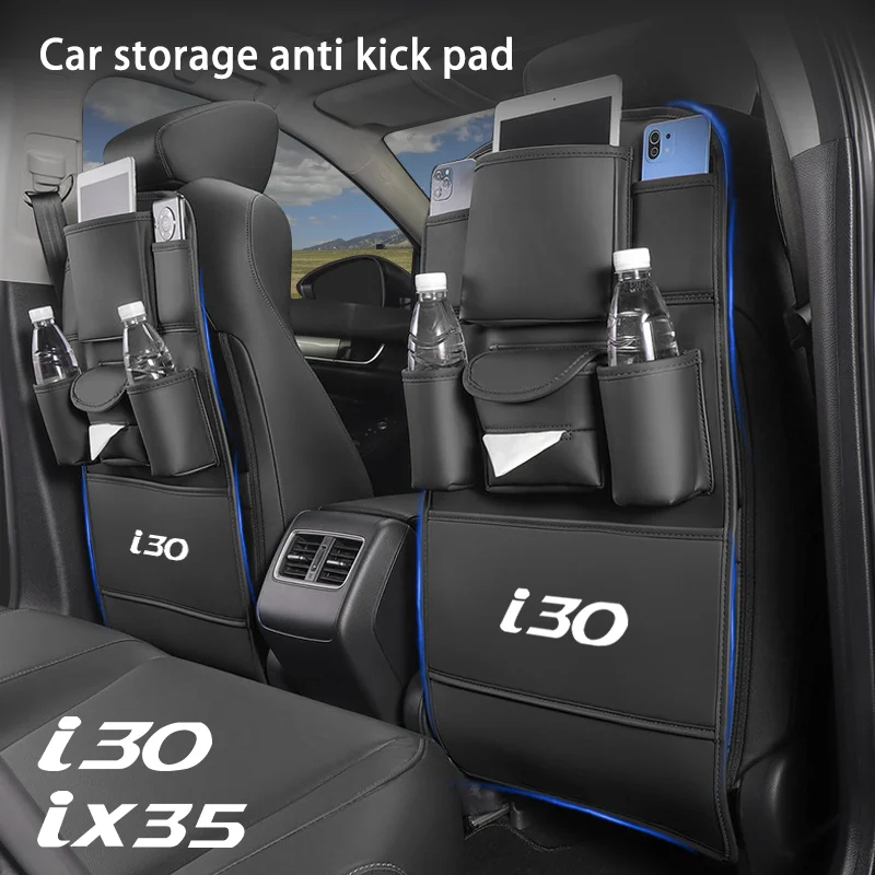 

Car Seat Back Storage Bag All in one Car Organizer Hanging Bag with Tissue Cup Holder Anti Kick Pad for Hyundai i30 N Line ix35