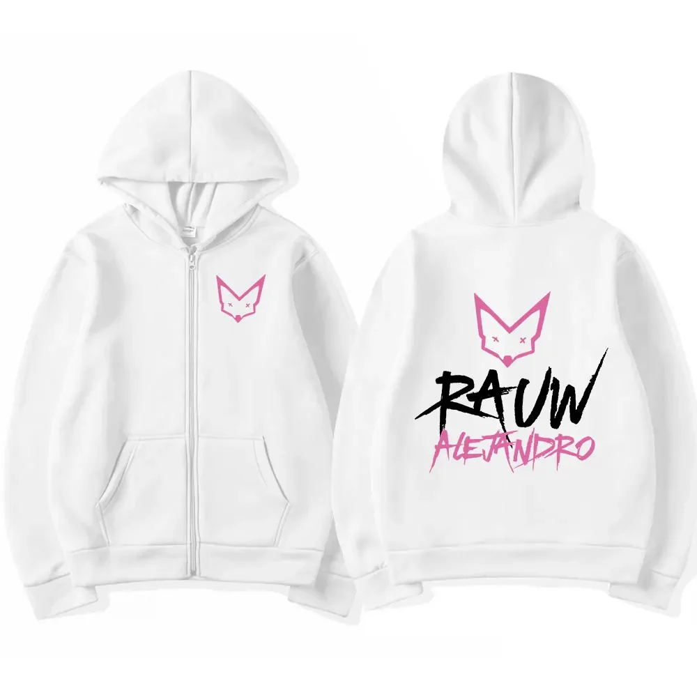 Singer Rauw Alejandro Zipper Hoodies Men Women Fashion Vintage Pullovers Hip Hop Gothic Oversized Zip Up Sweatshirts Streetwear