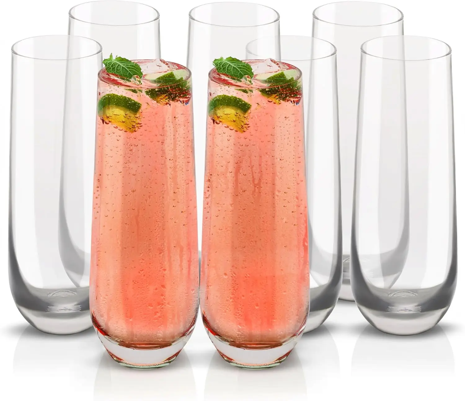 

Champagne Flutes Set of 8, 9.4oz, Rose, Stemless, Dishwasher Safe, for Weddings & Parties