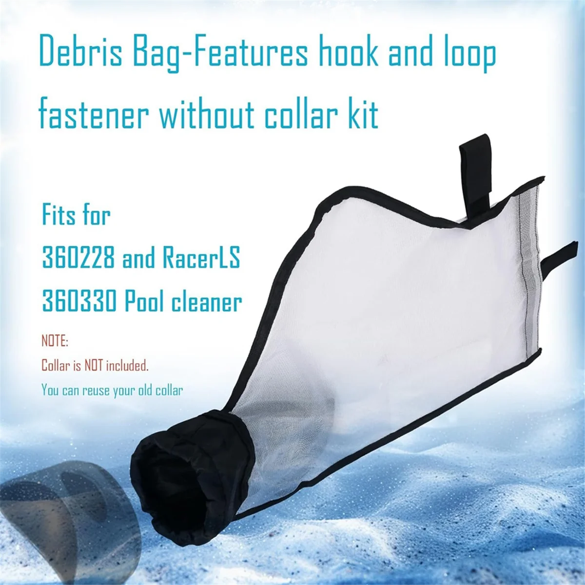 2pcs Pool Cleaner Bag for Pentair Racer Automatic Pool Cleaner 360228 & LS 360330, Pool Cleaner Vacuum Debris Bag