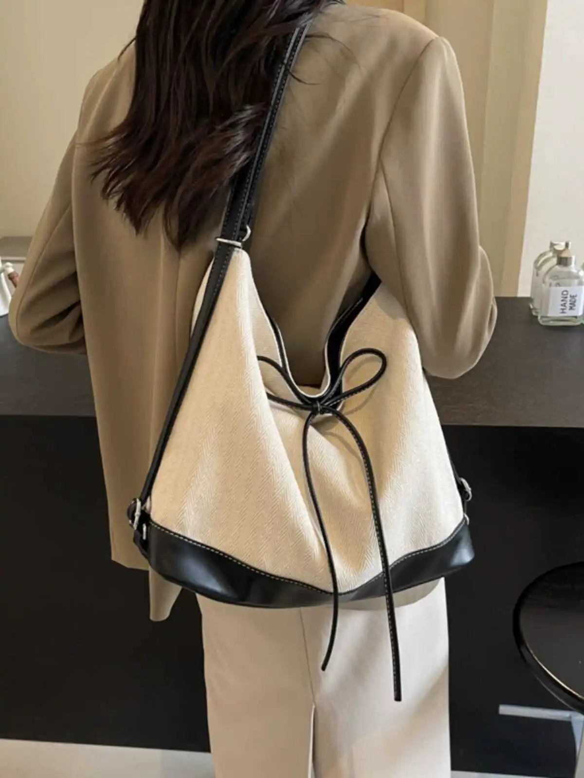 

Large Capaci Canvas Tote Bag Korean Sle Casual College Wind Women's Faion 2024 New Double oulder Bapa