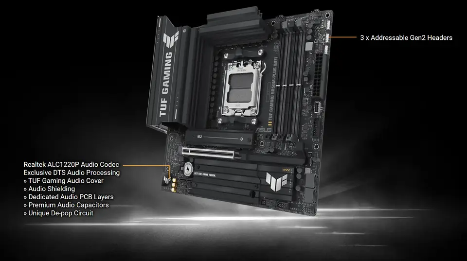ASUS TUF GAMING B850M-PLUS WIFI Motherboard Socket AM5 CPU DDR5 8000+MT/s(OC) Memory Chipset B850 mATX Mainboard - 4