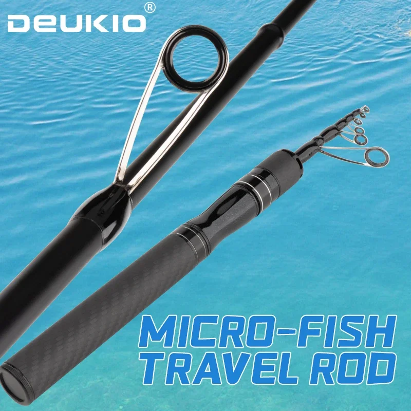 Caña de Pescar Telescópica DEUKIO Mini Shrink de 33 cm, Portátil, de Sección Corta, Potencia Media, de Carbono Ultraligero