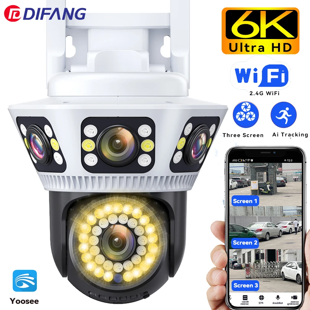 difang camera wifi externa 6k camera de seguranca com tela tripla audio bidirecional deteccao de movimento camera ip de vigilancia cctv yoosee 01