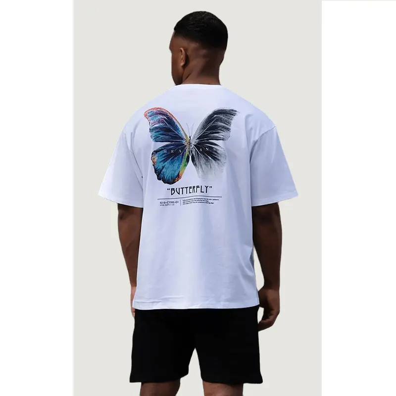 CHICVOY Hip Hop Oversize Men T Shirt Streetwear Women Harajuku Colorful Butterfly Tshirt Short Sleeve Oversize Cotton Loose Punk