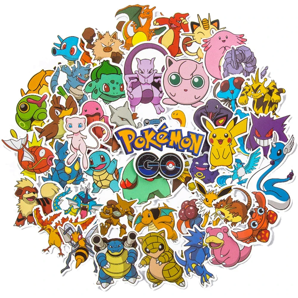 50PCS Anime Pokemon Cute Stickers Graffiti Decoration DIY Skateboard Phone Fridge Bike Cartoon Decals Sticker for Kid Toy Gift