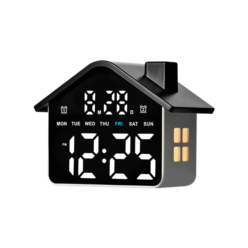 1PC LED Alarm Clock Multifunction Clock House-shaped Clocks Electronic Clocks With Night Light White/yellow/red/blue/green