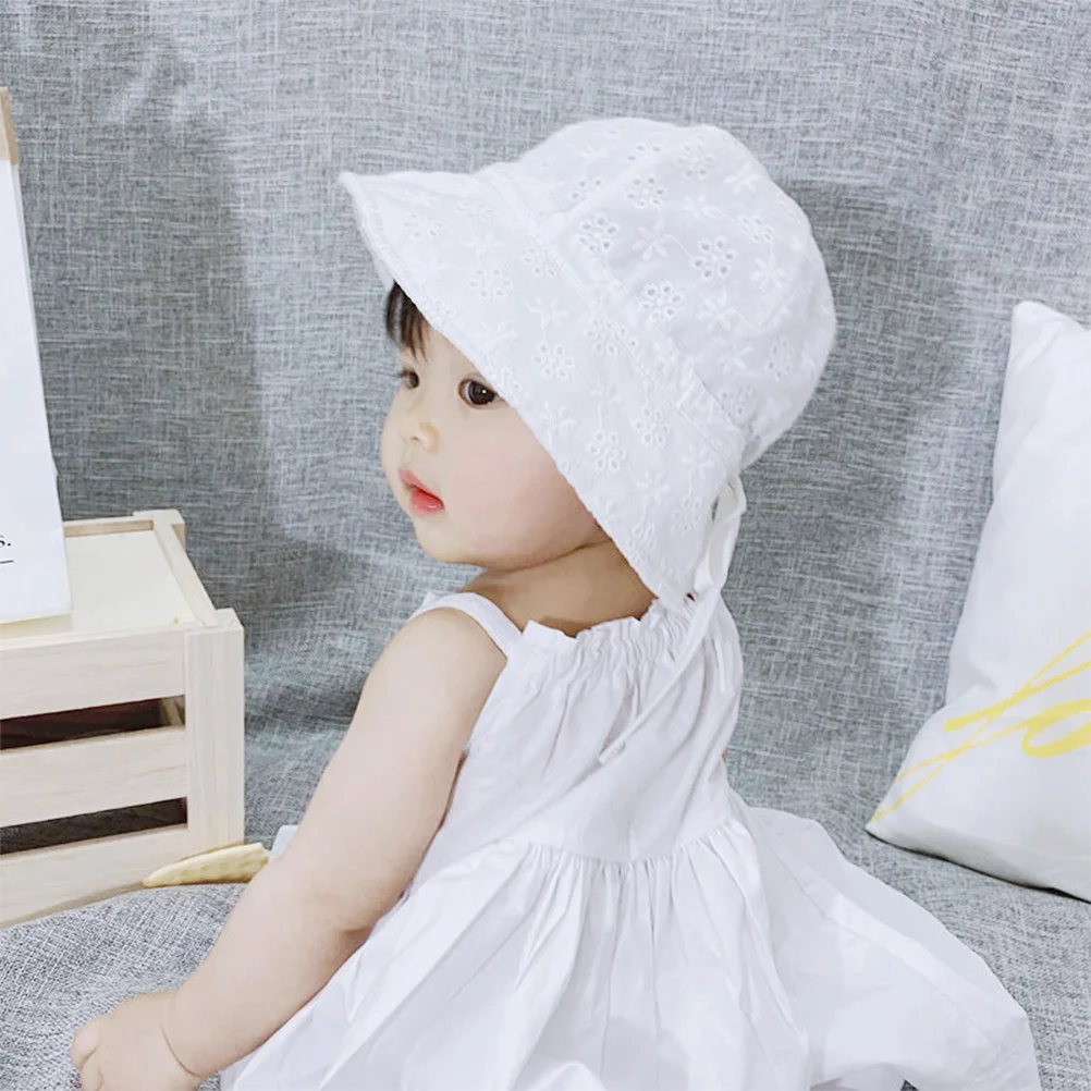 Baby Cotton Fisherman Hat Lace Design Breathable Sun Protection Cap For Newborn Summer Wear Foldable Headwrap Kids