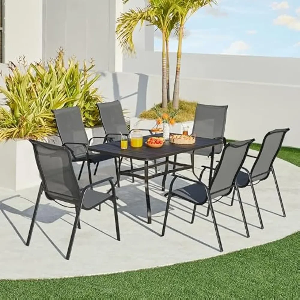 

Set of 2 Patio Dining Chairs – Stackable Outdoor Chairs with Backrest & Armrests, All-Weather Design for Garden or Lawn