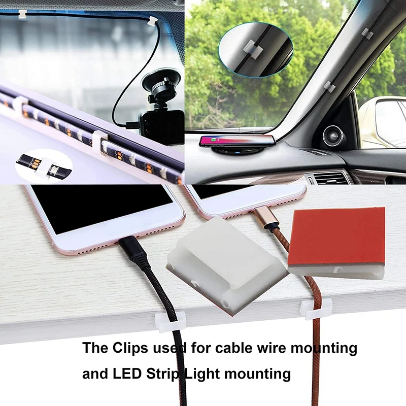 Self-Adhesive LED Strip Light Mounting Brackets And Clips,LED Light Strip Clips,LED Strip Light Holder (200-PACK White)