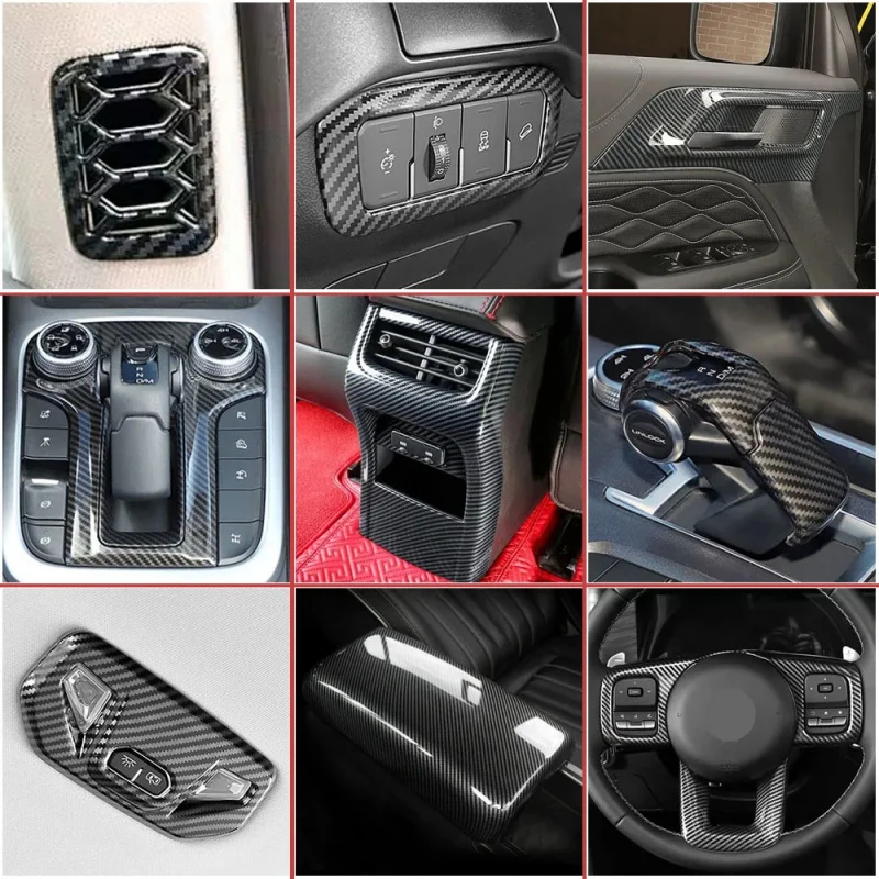 For GWM Tank 300 2022 2023 RHD LHD Accessories Carbon Interior Trim Center Console Decoration Protection Moulding Garnish