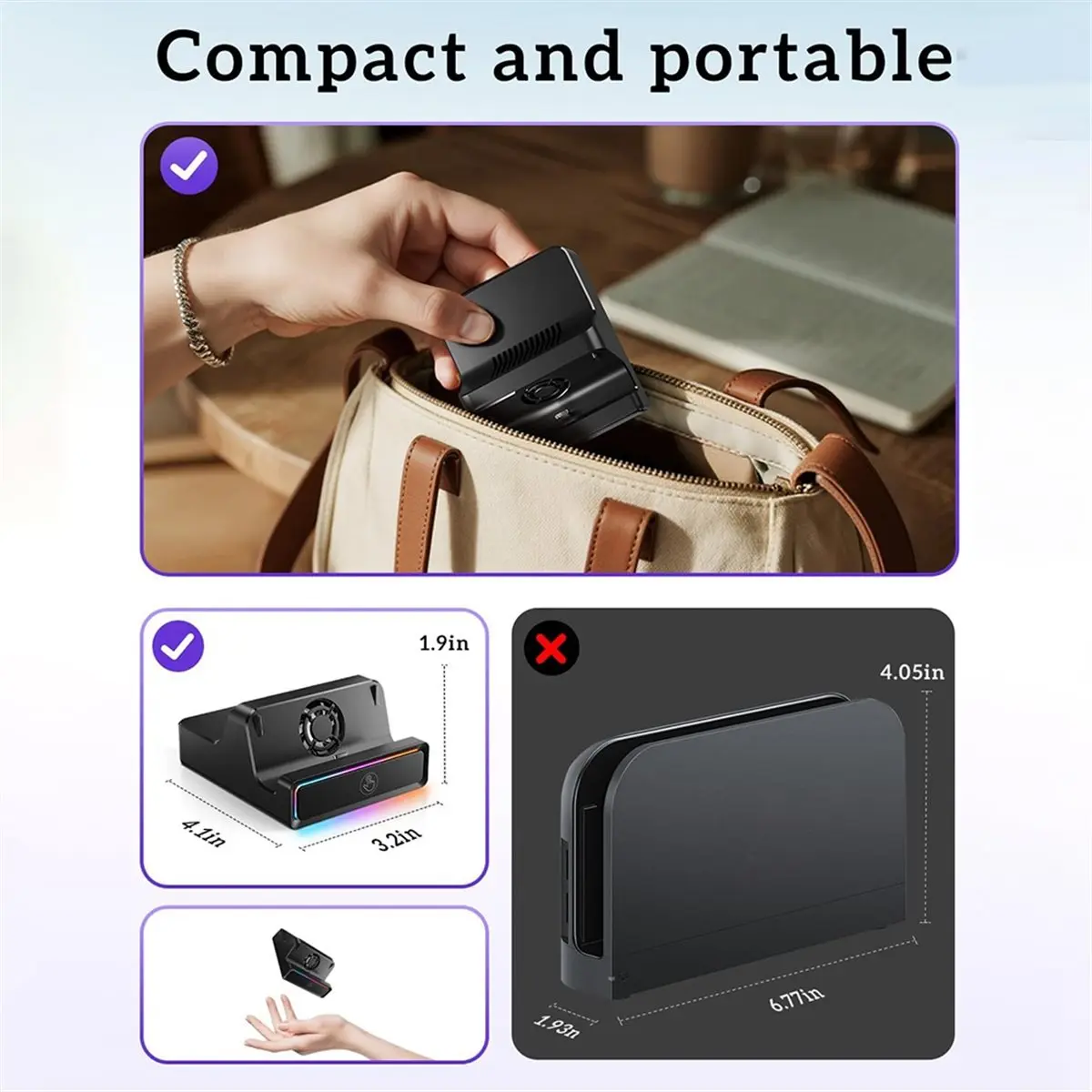 Promotion RGB Cooling Fan for Switch 2 Docking Station with 4K@60Hz -Compatible, USB 3.0 Ports for Switch 2 Game Accessories
