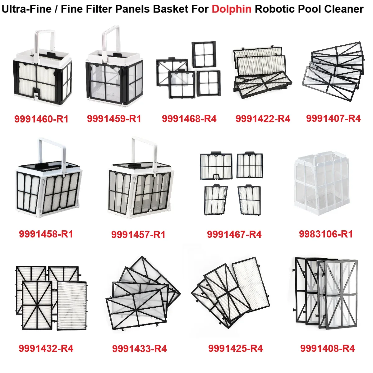 Cesta e painel de filtro ultrafino/fino para robô golfinho limpador de piscina s50 s100 s200 s300 dx3 dx4 m500