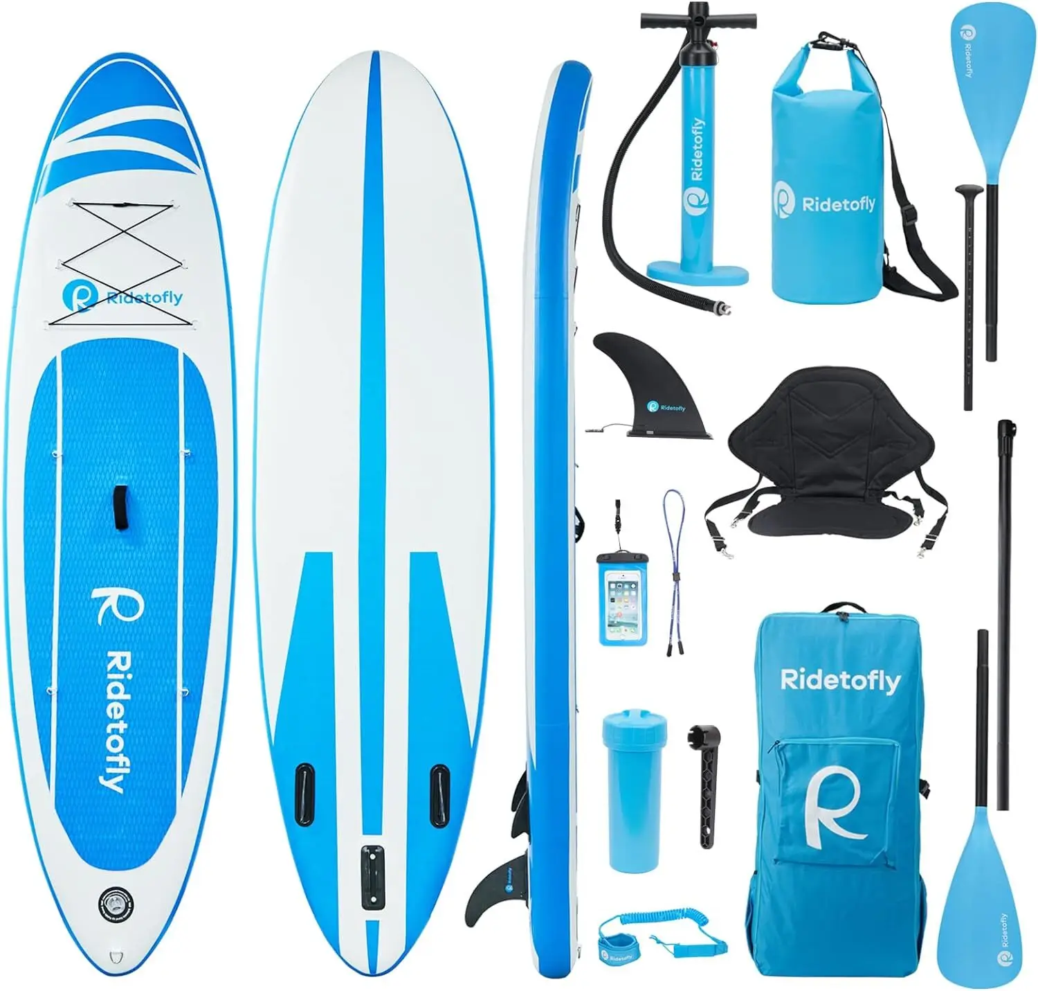 Stand Up Paddle Board 10.6'x32 x6, Inflatable SUP with 12pcs Accessories, Adjustable Paddles, Detachable Seat.