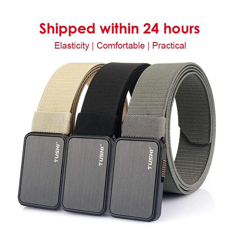 VATLTY 2022 Stretch Belt for Men Zinc Alloy Quick Release Pluggable Buckle Trousers Belt Tooling Unisex Elastic Waistband Straps