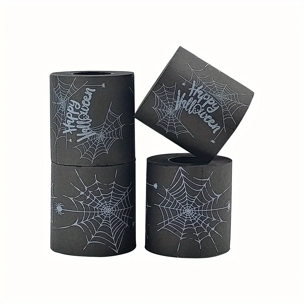 1 Piece of Black Toilet Paper, Spider Web Toilet Paper, Fun Novelty Roll Paper, Bathroom Decoration, Themed Tissue Paper, Unique Gift, Prank Gift Idea, Daily Humor, Party Decoration