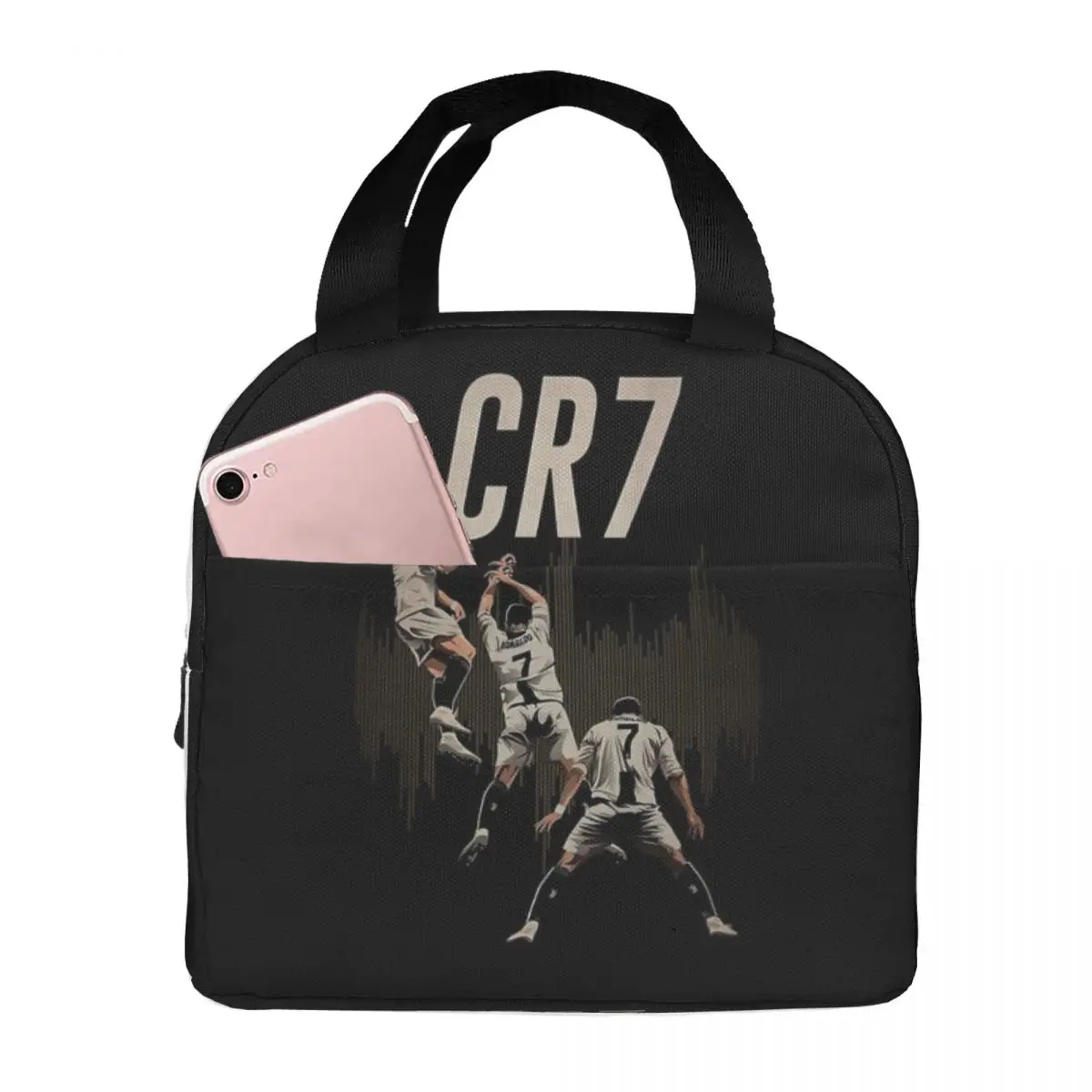 CR7-Cristiano-Ronaldo Bolsas de almuerzo Caja Bento aislada Bolsa de almuerzo portátil Bolsas de picnic reutilizables Bolsa térmica más fresca para la escuela de niños