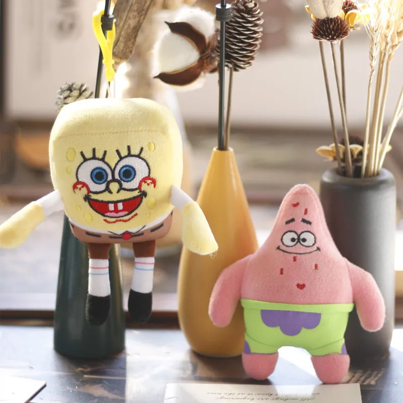 Genuine Spongebob Squarepants Patrick Star Squidward Eugene H. Krabs Gary Stuffed Plush Toy Pendant Keychain Kids Birthday Gift