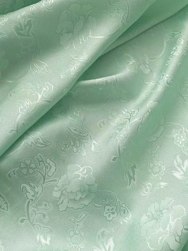 Jacquard Real Silk Fabric Hollow-out Peony Chinese Style Clothing Cloth