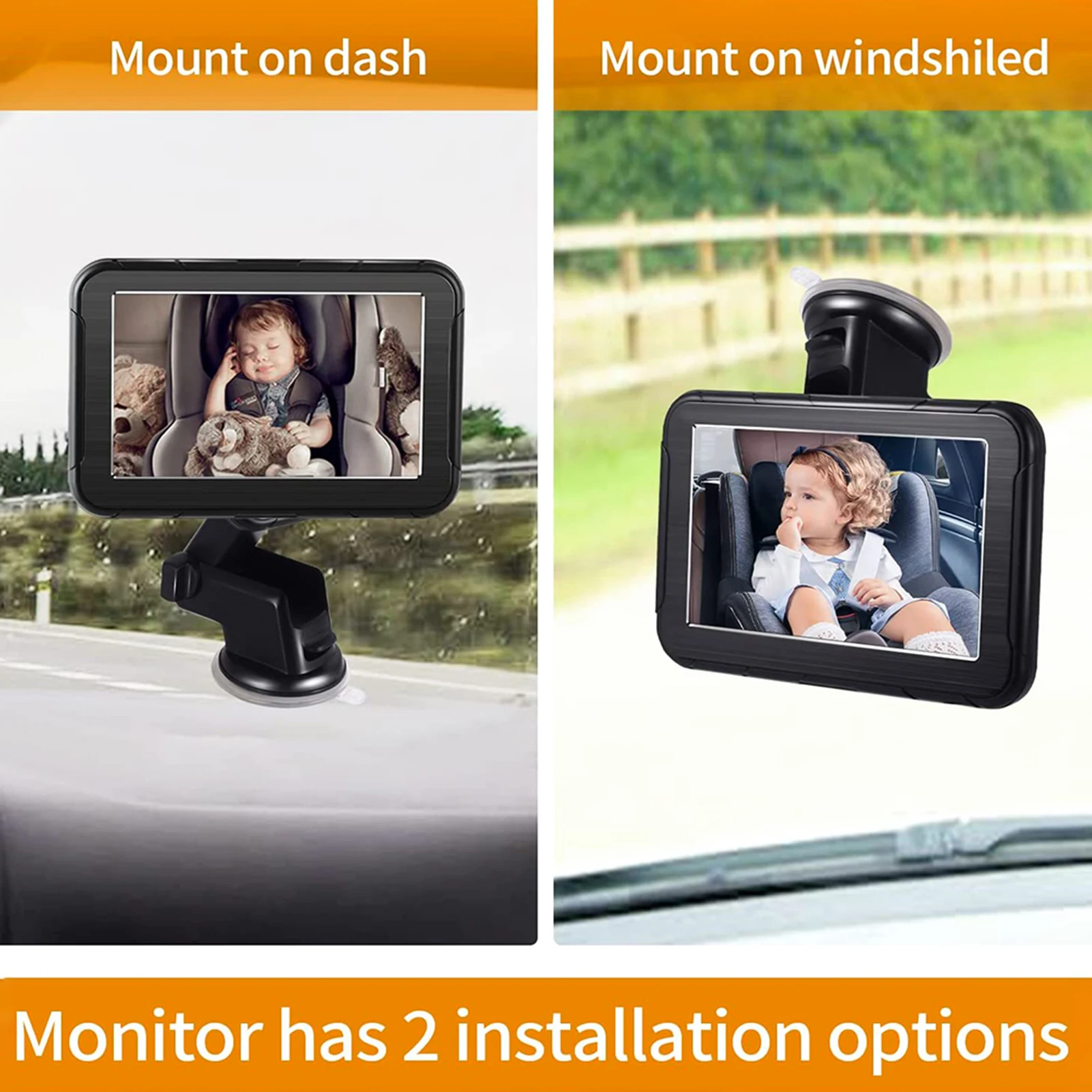 Baby Car Monitor High Resolution Monitor Camera for Baby Rear Facing Seat 5 Inch Car Seat Mirror 150° Wide View Night Vision