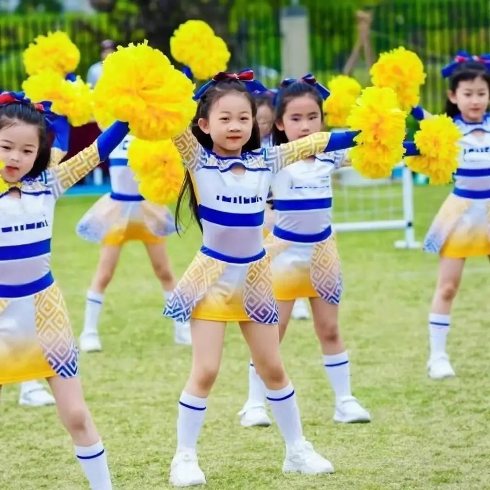 28cm Game Pom Poms PET Multicolors Cheap Practical Cheerleading Four Finger Ring Come On Props Sports Match Vocal Ball