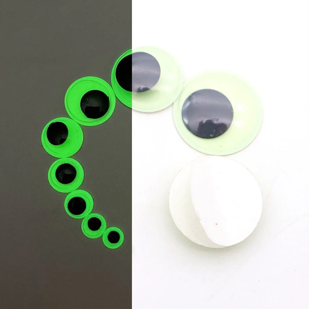 6mm-25mm Glow in The Dark Wiggle Googly Eyes Self Adhesive Plastic Green Sticker Luminous Eyes for DIY Crafts Halloween Decor