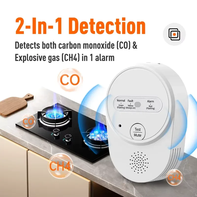 Portable Wired Gas Detector Handheld Single Gas Alarm for Home Kitchen Safety Leak Monitoring Personal Protection Device