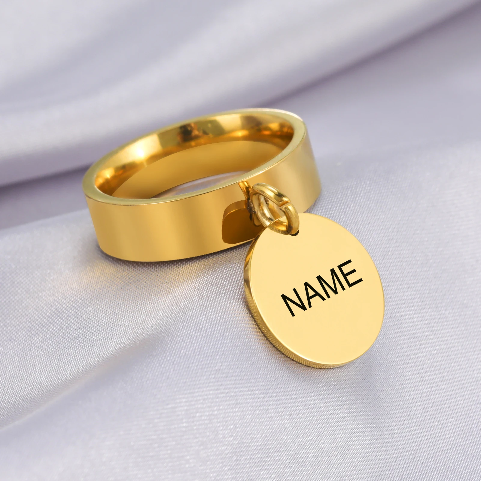 Lemegeton Personalized Name Rings For Women Custom Name Engraved Text Signature Handwriting Letter Ring Stainless Steel Jewelry