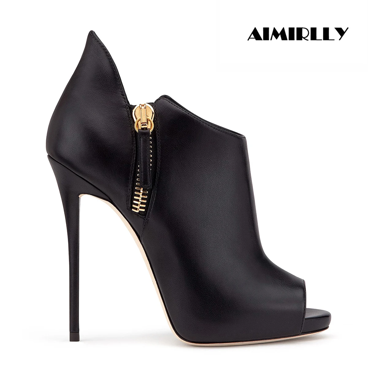 Shoes Woman 2024 Trend Peep Toe High Heels Ankle Boots Female Ladies Elegant Booites Customized Evening Party Shoes Black Zipper