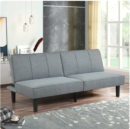 Mainstays Studio Futon Gray Linen Upholstery Folding Sofa Bed home furniture living room furniture