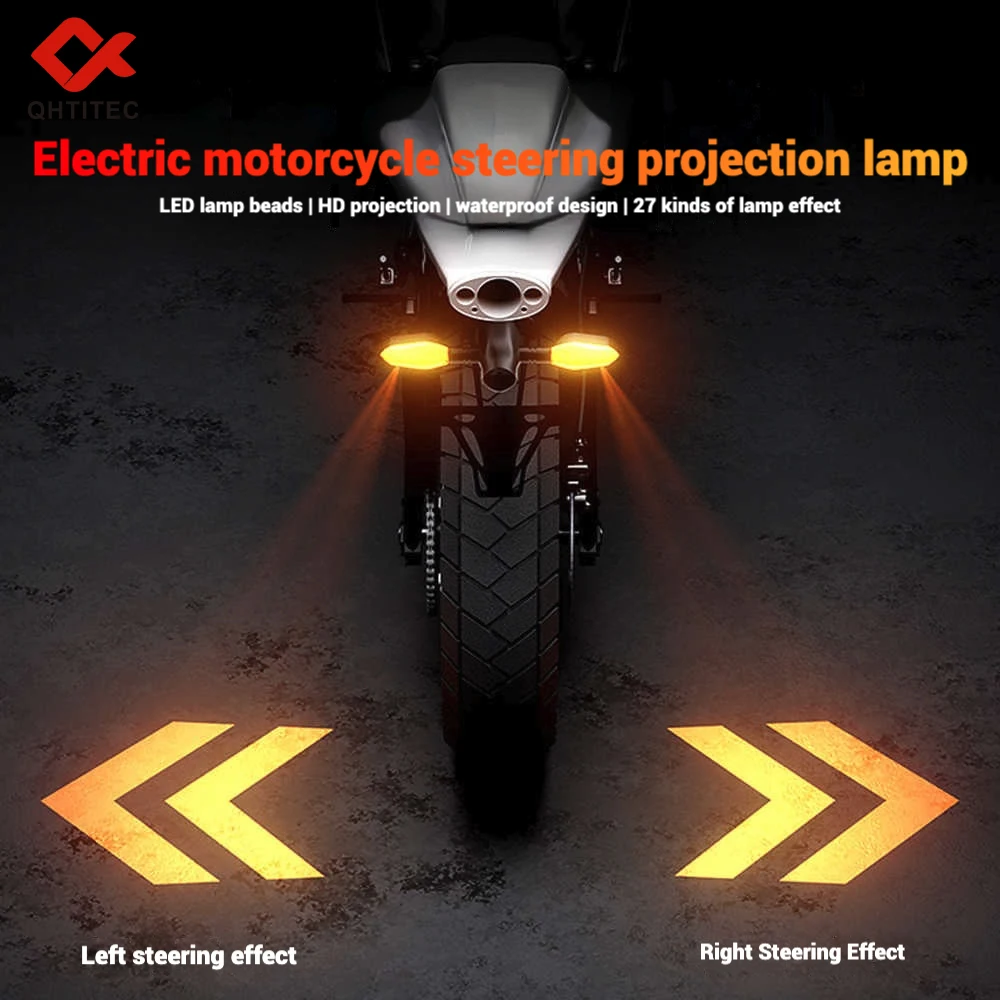 2Pcs Motorcycle IPX6 Waterproof Dynamic Sequential LED Motorcycle Turn Signal Lights Flowing Arrow Shape LED Blinker Indicator