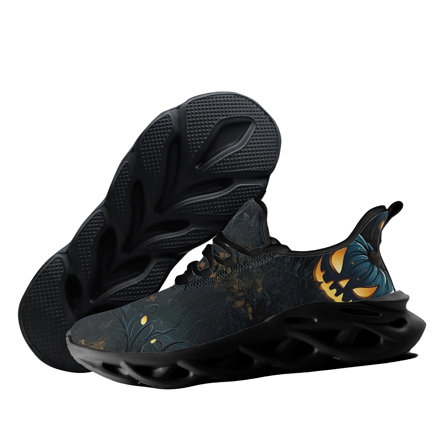 Customized Halloween pumpkin lantern casual sneakers men's and women's running shoes lightweight mesh shoes