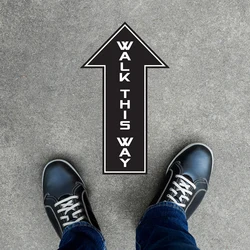 Walk This Way Arrow Social Distancing Floor Decal Sticker Vinyl Office Bathroom Decor