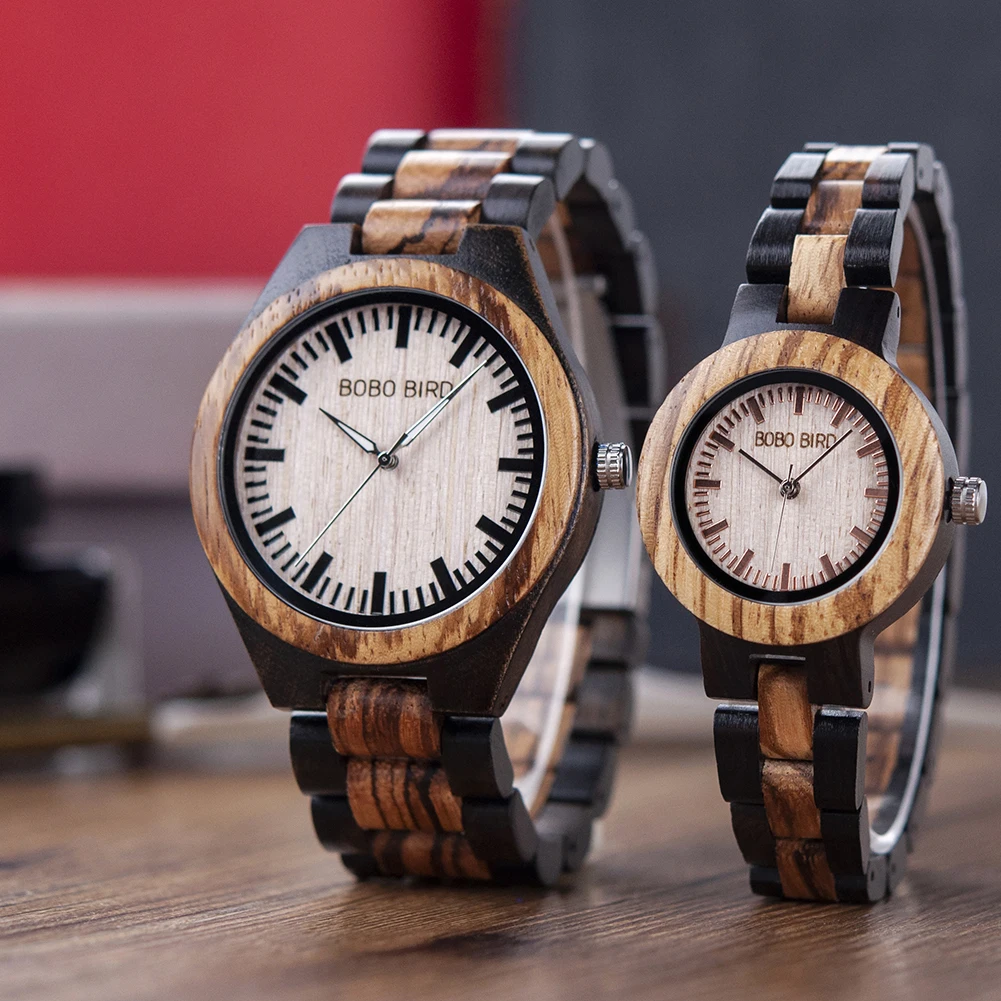 BOBO BIRD Couple Watch Zabra Wooden Quartz Watches for Men Women Fashion Luxury Christmas Gift Logo Customized Drop shipping